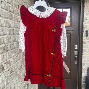 Blueberi Boulevard Red and White Formal Kids Dress 4T